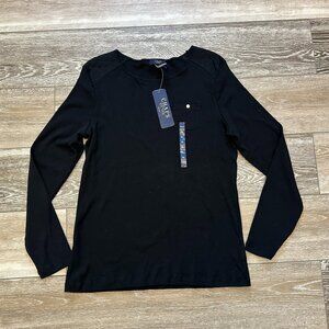 NWT Chaps Sz XL Long Sleeve Knit Top Classic Black